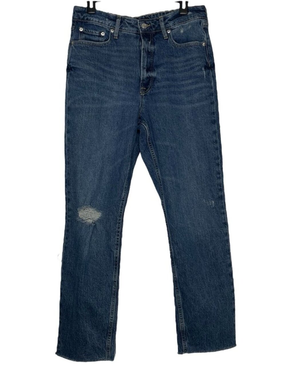 Free Assembly Womens Jeans Size 10 Super High Rise Straight Raw Hem Distressed
